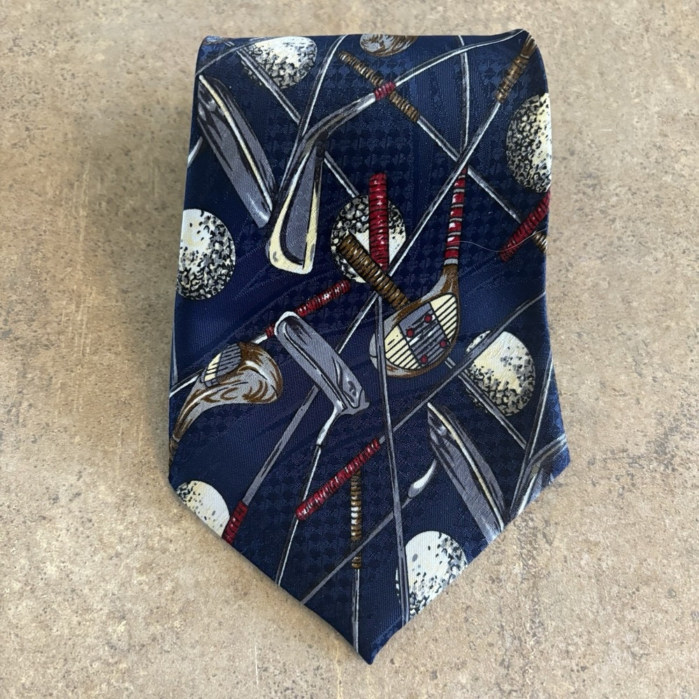 Designs By A. Rogers Blue Necktie Mens 55L x 4W Golf Balls & Clubs Necktie
